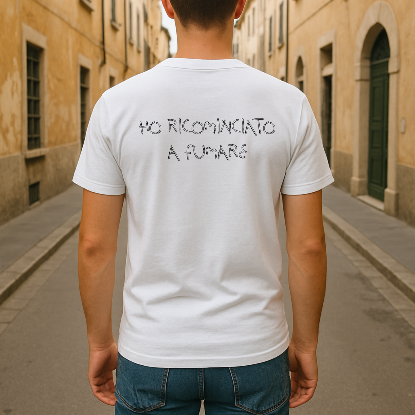 T-shirt ironica "Ho smesso di fumare" – Modello classico in cotone pesante.