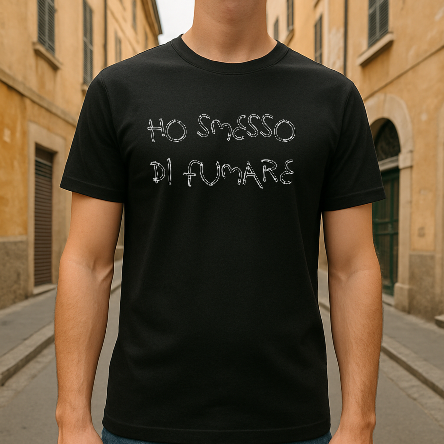 T-shirt ironica "Ho smesso di fumare" – Modello classico in cotone pesante.