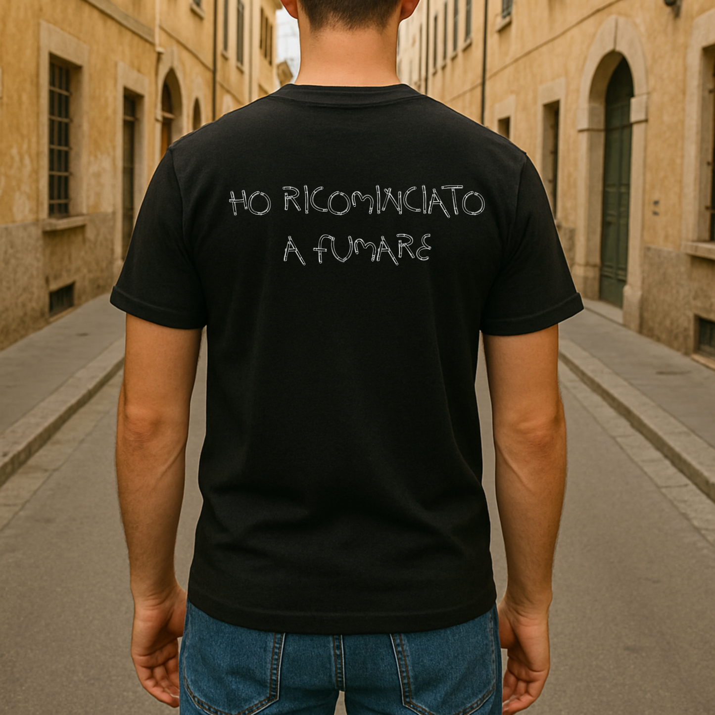 T-shirt ironica "Ho smesso di fumare" – Modello classico in cotone pesante.